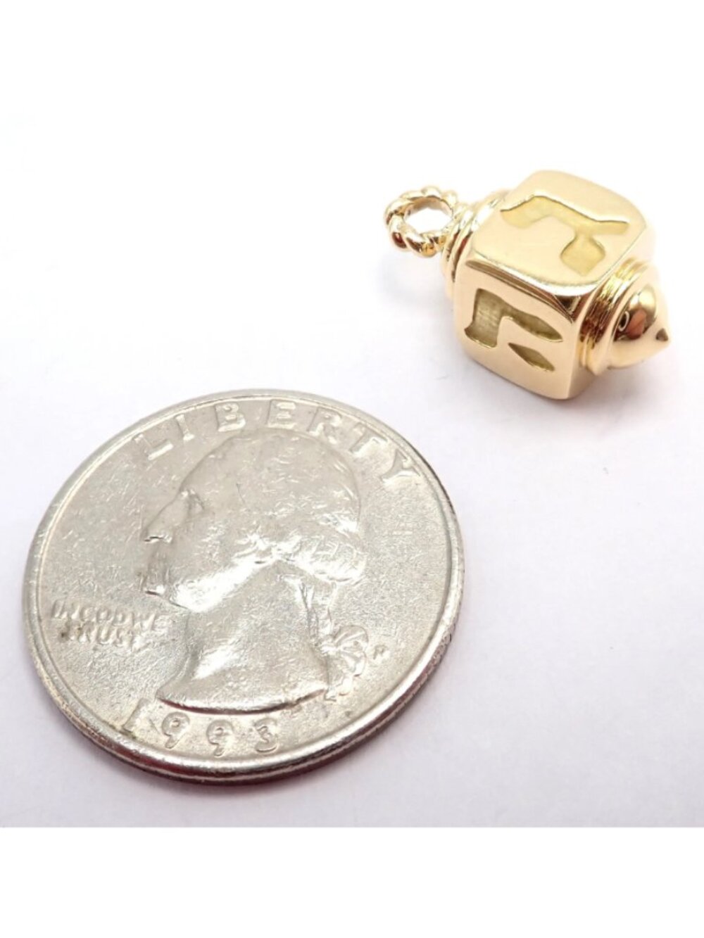 Ultra Rare Vintage Tiffany & Co. 18k Yellow Channukah Dreidel Charm Pendant - Picture 4 of 9